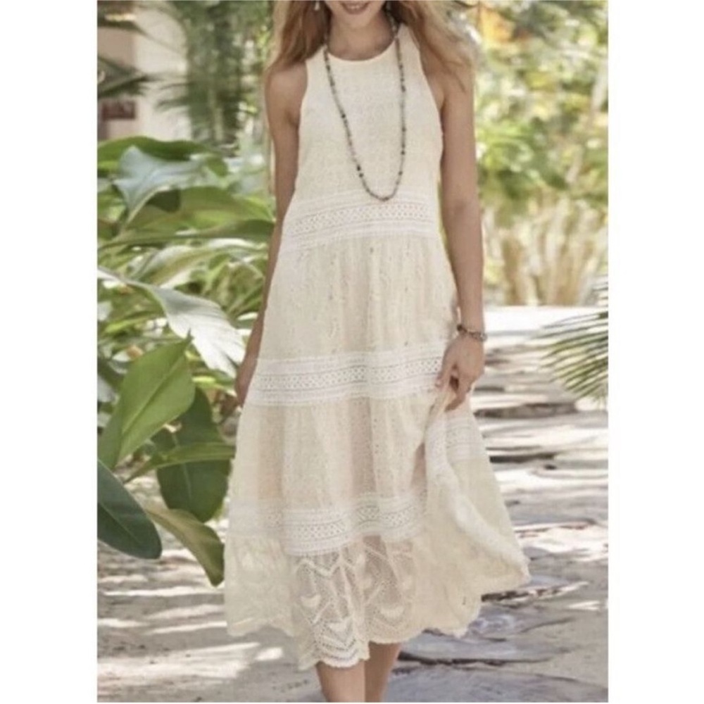 Sundance Dreamers Believe Bone Off White Eyelet Dress Size Medium